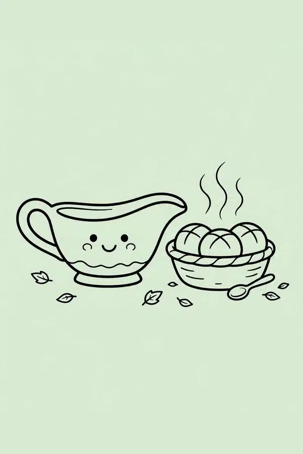 Gravy Boat and Dinner Rolls