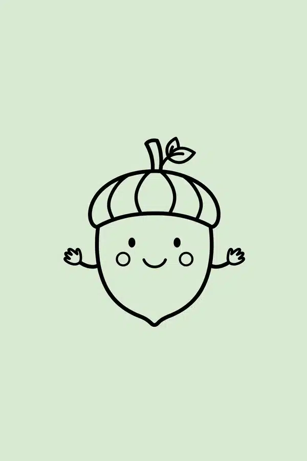 Happy Acorn Character