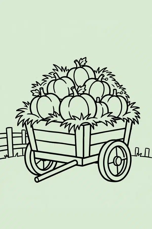 Hay Wagon Full of Pumpkins