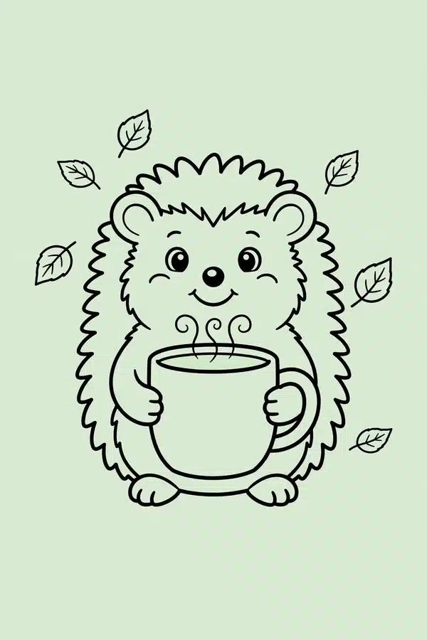 Hedgehog with a Warm Mug