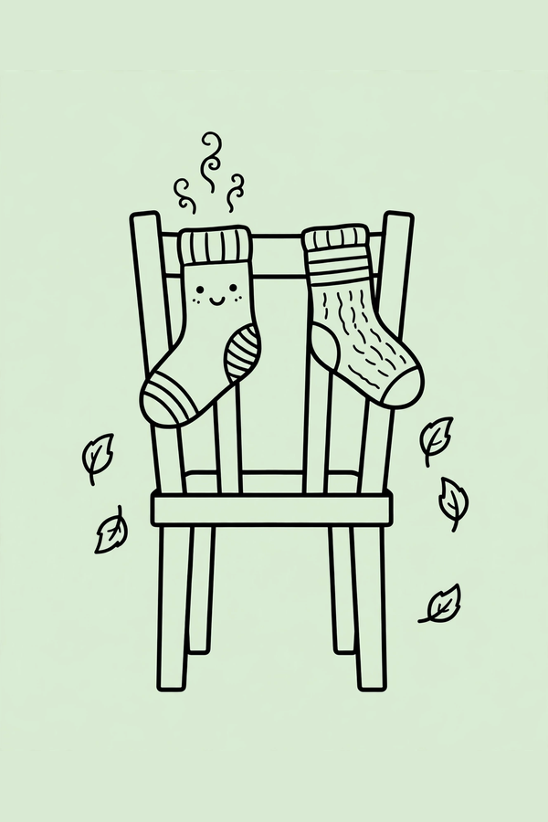 Knitted Socks Drying on a Chair
