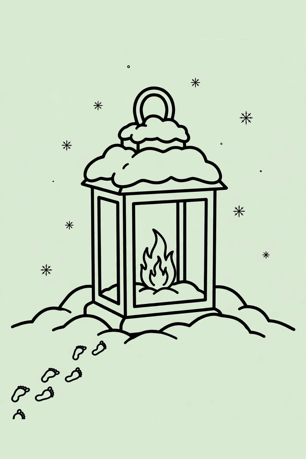 Lantern Glowing in Deep Snow