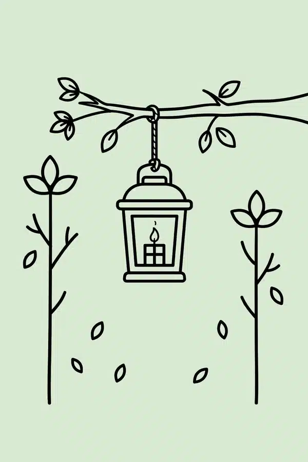 Lantern in Evening Woods