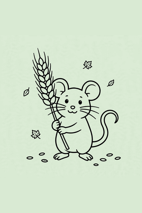 Mouse Holding a Wheat Stalk
