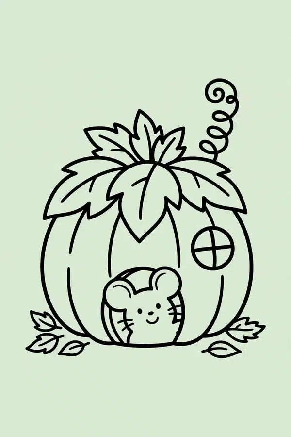 Mouse in a Pumpkin House