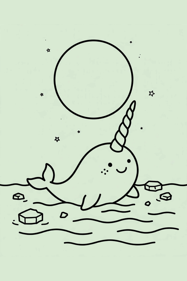Narwhal Under a Winter Moon