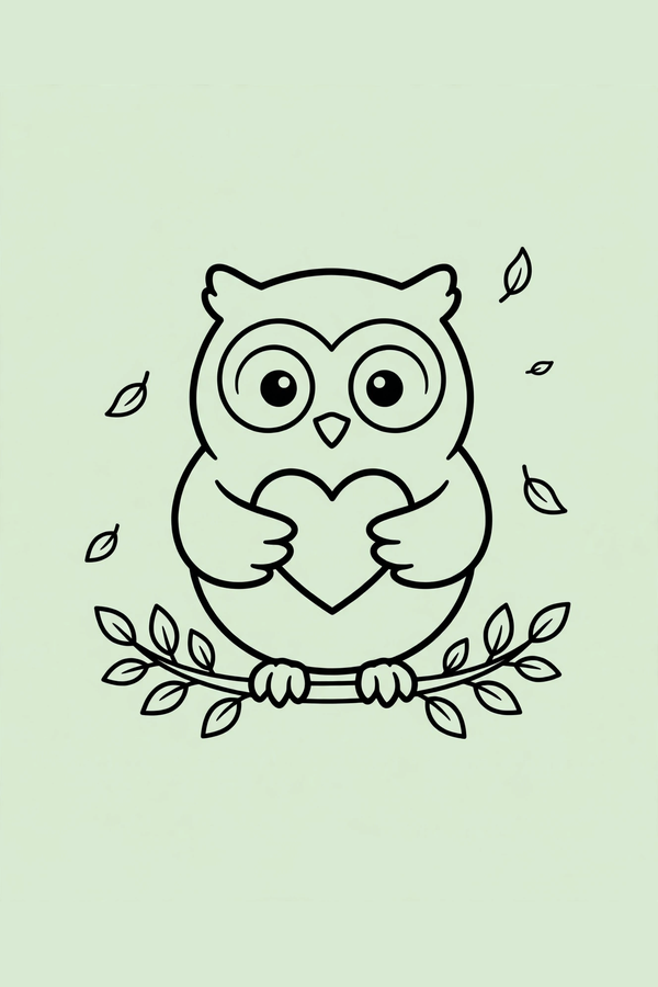 Owl Holding a Heart Card