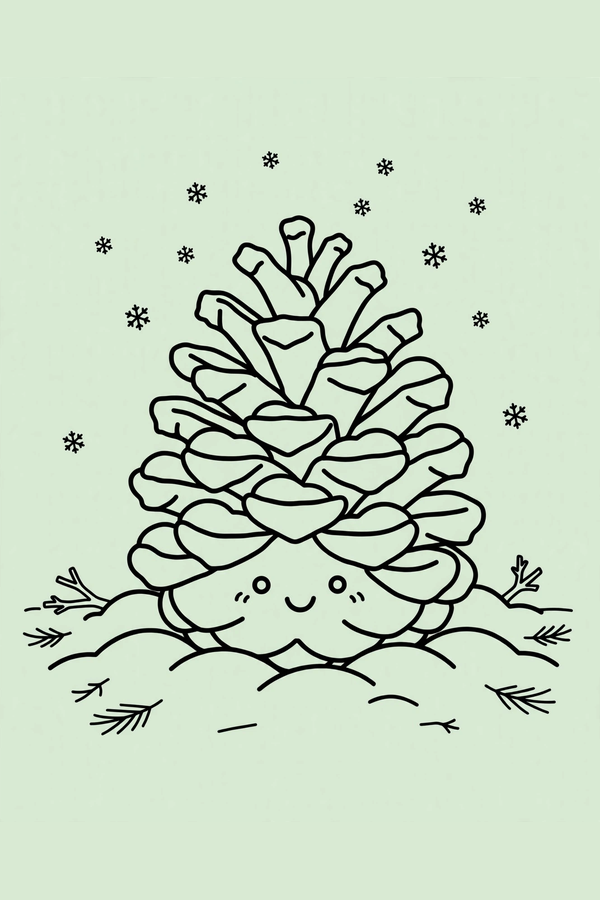 Pinecone Covered in Fresh Snow