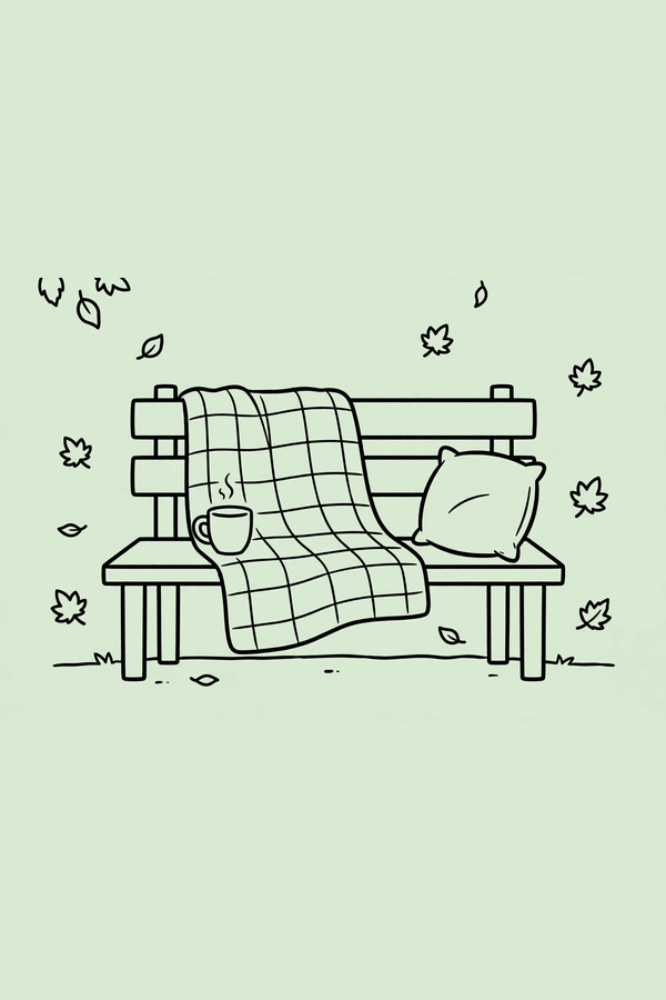 Plaid Blanket on a Porch Bench