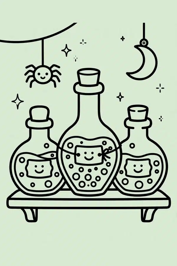 Potion Bottles on a Shelf