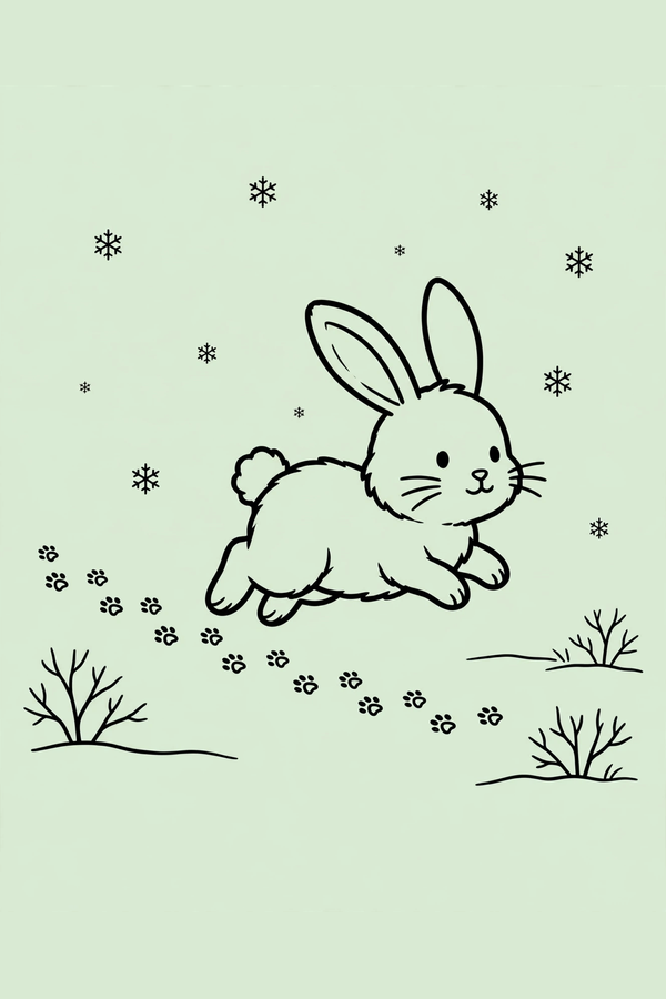 Rabbit Leaving Tracks in the Snow