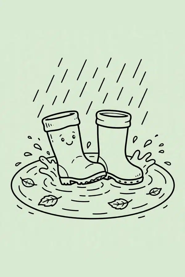 Rain Boots Splashing in a Puddle