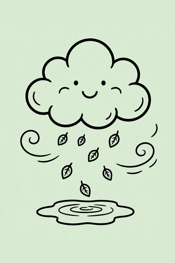 Rain Cloud with Leaf-Shaped Drops