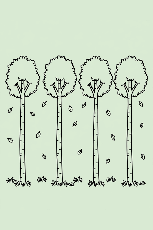 Row of Golden Birch Trees