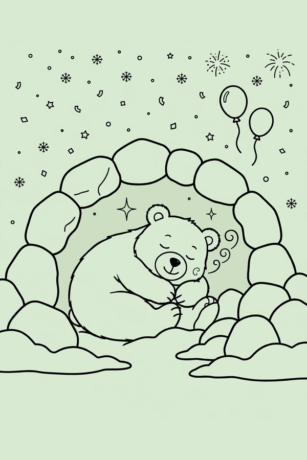 Sleeping Bear Hibernating in a Cave