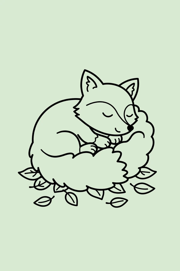 Sleepy Fox in Leaves