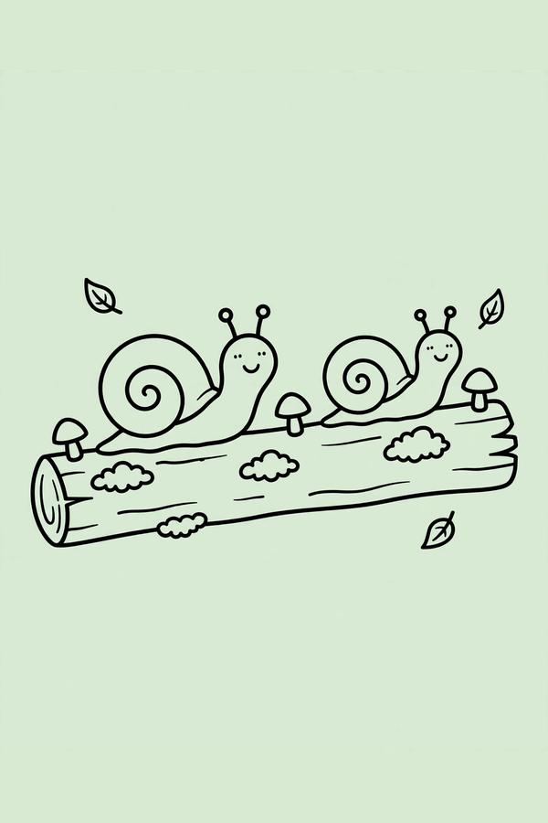 Snails Crossing a Mushroom Log