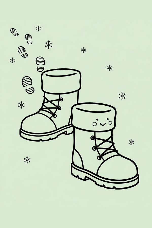 Snow Boots Leaving Footprints
