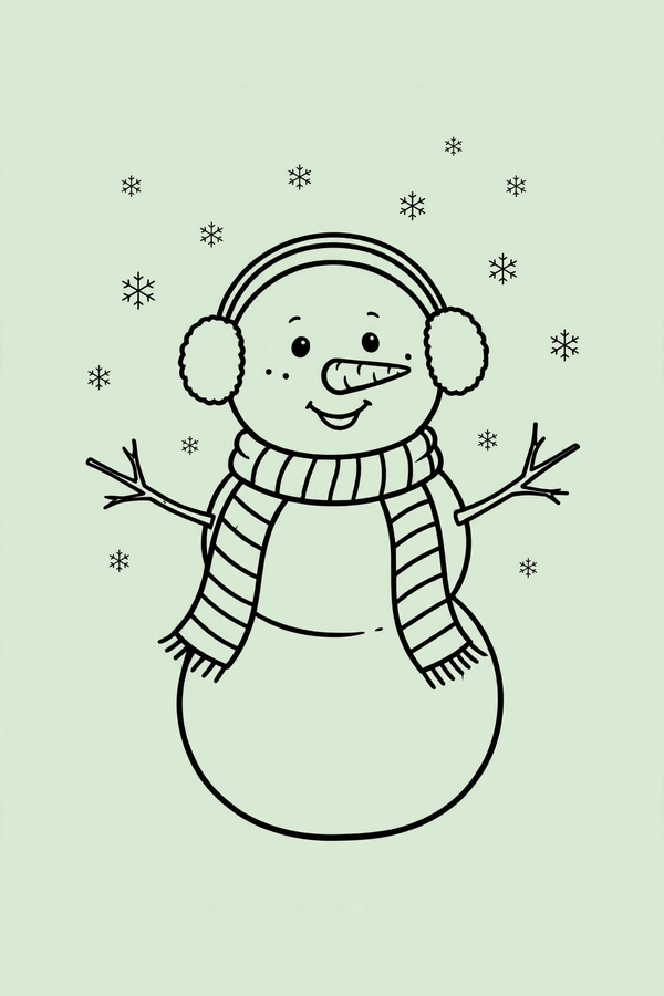 Snowman with Earmuffs and Scarf