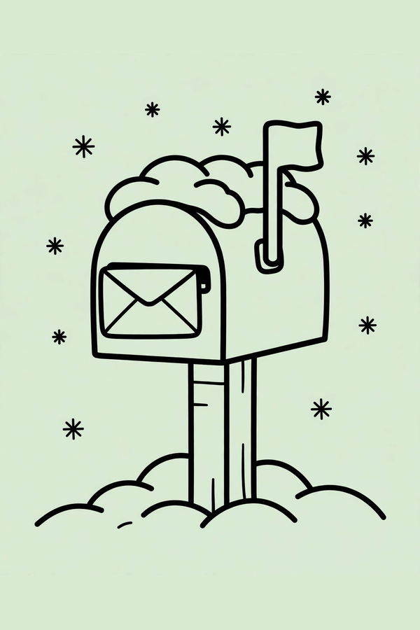 Snowy Mailbox with a Letter