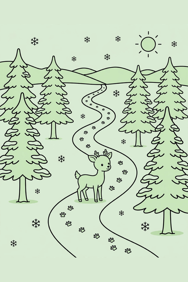 Snowy Pine Forest Path