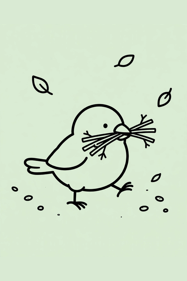 Sparrow Gathering Twigs