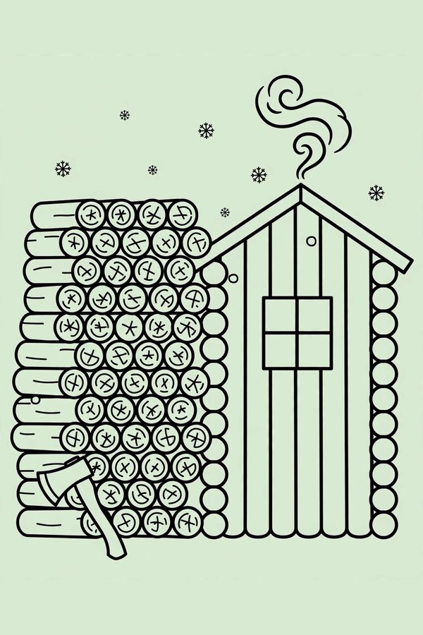 Stack of Firewood Beside a Cabin