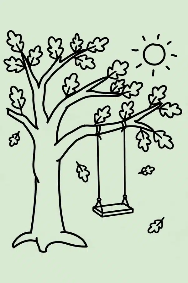 Sunset Swing Under Oak Tree