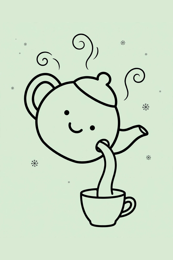 Teapot Pouring a Cup of Tea