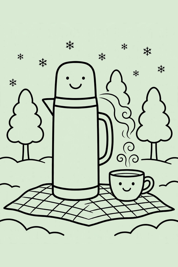 Thermos Flask on a Picnic Blanket