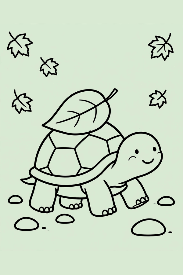 Tortoise with a Leaf on Its Shell