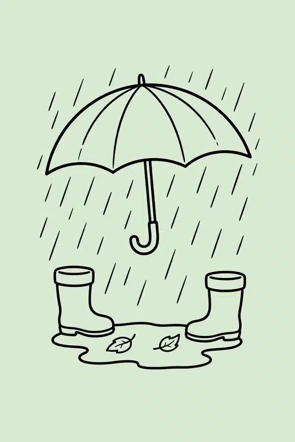 Umbrella in Autumn Rain