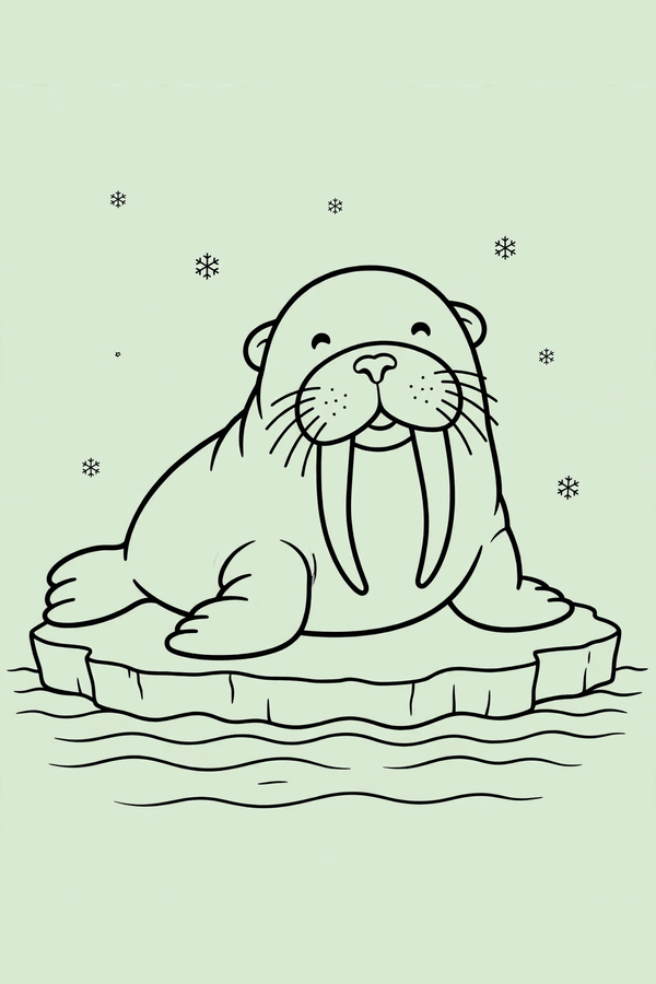 Walrus Smiling with Long Tusks