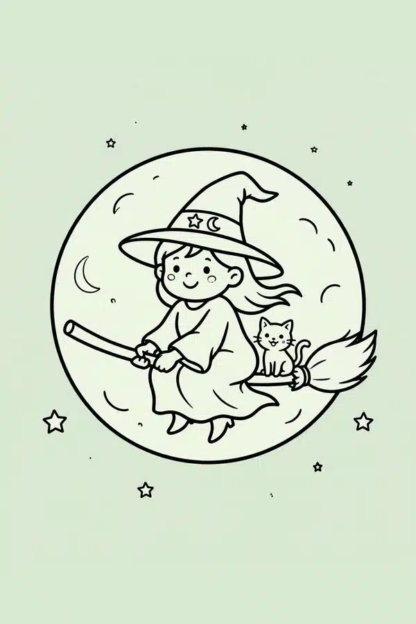 Witch Flying Across the Moon